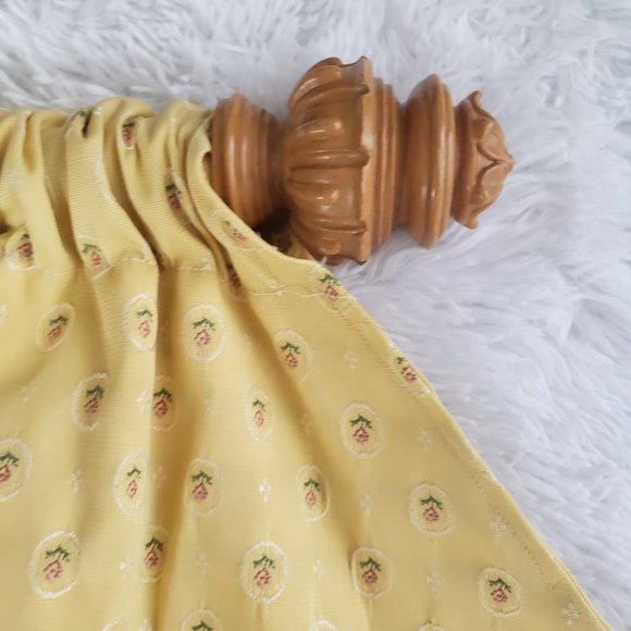 Custom Curtains 2 Valances 68W x 18L Each Wide Pocket Yellow Roses Heavy Duty Co - Picture 5 of 14